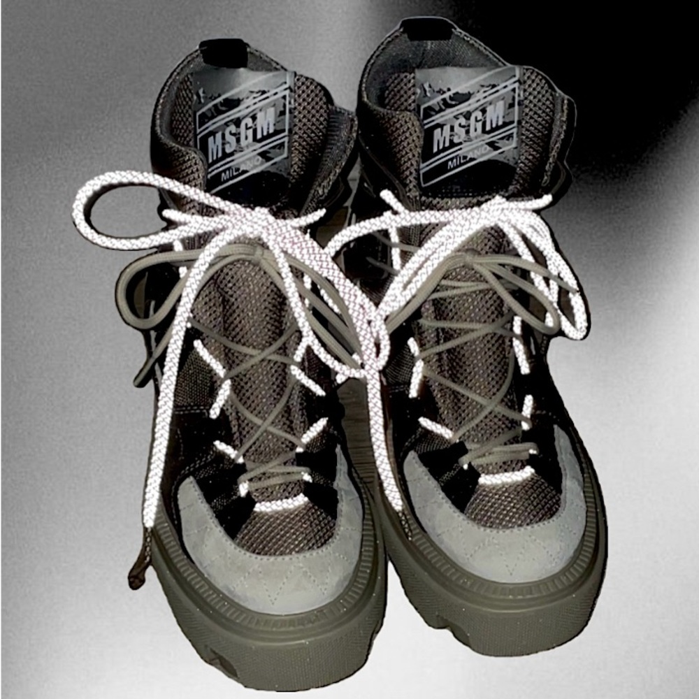 MSGM Panelled Laced Up Boots